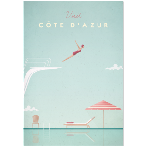 Vintage Cote d'Azur Travel Poster Print
