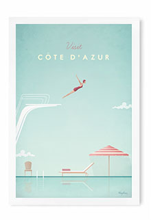 Cote d'Azur Vintage Travel Poster Art by Henry Rivers