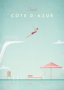 Vintage Cote d'Azur Travel Poster