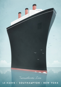 Transatlantic Cruise Ship Vintage Travel Poster