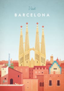 Barcelona Vintage Travel Poster
