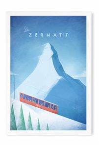 Zermatt Ski Antarctica Vintage Travel Poster Art Print by Henry Rivers