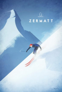 Vintage Ski Zermatt Travel Poster