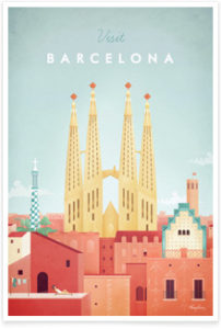 Barcelona Vintage Travel Poster by Henry Rivers