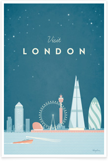 London Vintage Travel Poster Art by Henry Rivers