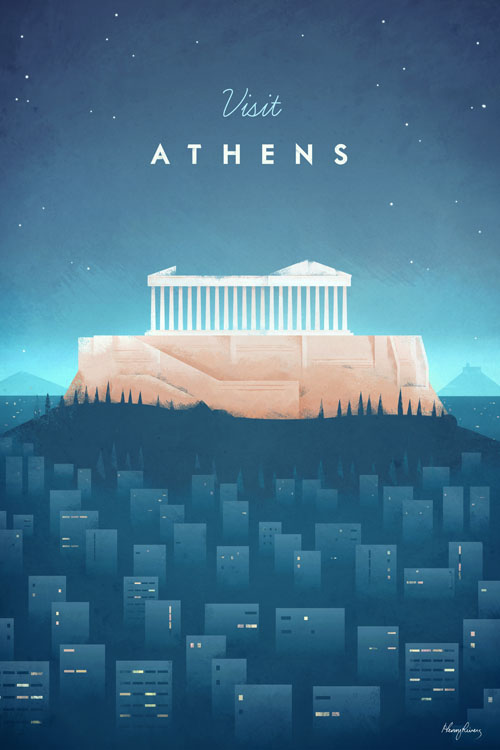 Vintage-style Athens Vintage Travel Poster by Henry Rivers