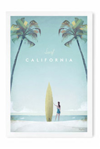 surf california vintage travel poster by artist Henry Rivers