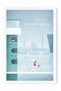 copenhagen vintage travel poster illustration henry rivers