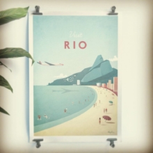 Rio Vintage Travel Poster art print with house plant interior inspiration