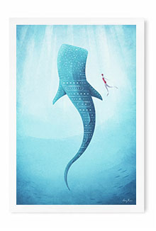 Whale Shark Vintage Travel Poster Art by Henry Rivers