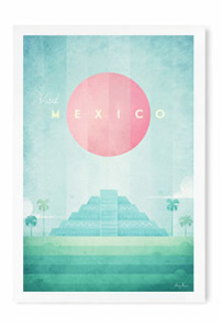 mexico vintage travel poster - art print poster
