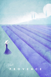 Lavender fields illustration - Provence, France vintage travel poster artwork by Henry Rivers - minimalist design