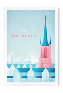 stockholm vintage travel poster - art print poster