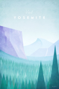 Yosemite National Park travel poster by Henry Rivers - Tunnel view Yosemite valley.