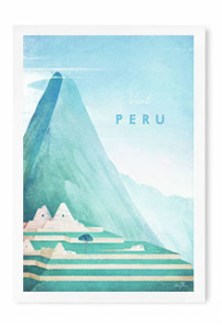 Peru Travel Poster - Art Print by Henry Rivers / Travel Poster Co. - Peru illustration Machu Picchu