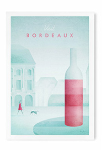 Bordeaux Travel Poster Illustration - Art Print by Henry Rivers / Travel Poster Co. - Bordeaux, Wine Poster