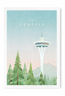 Seattle Vintage Travel Poster Art by Henry Rivers