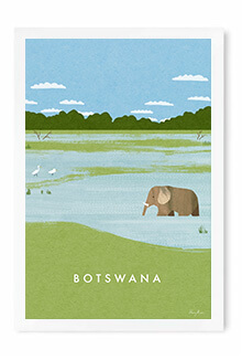 Botswana Vintage Travel Poster Art by Henry Rivers